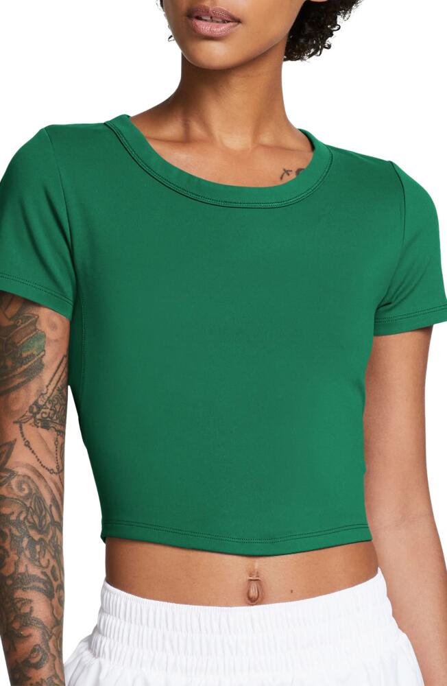 Nike Phoenix Fleece Short Sleeve Crop Sweatshirt in Malachite/Black Cover