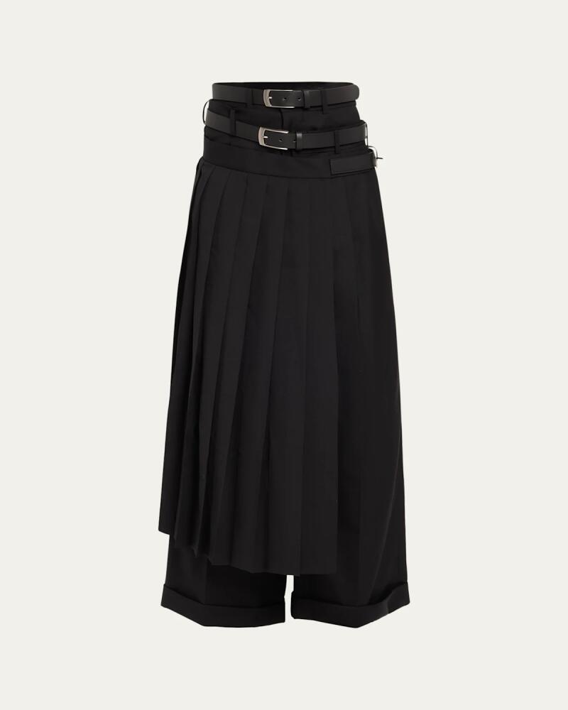 Junya Watanabe Pleated Skirt Over Wool Pants Cover