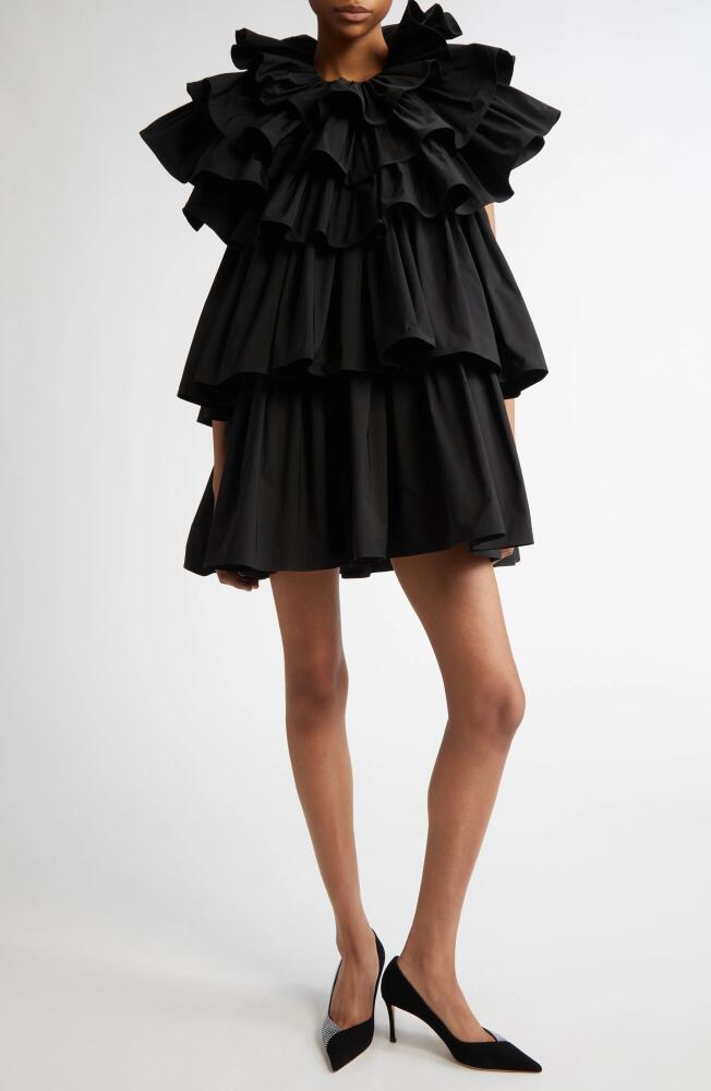 Vaquera Tiered Ruffle Minidress in Black Cover