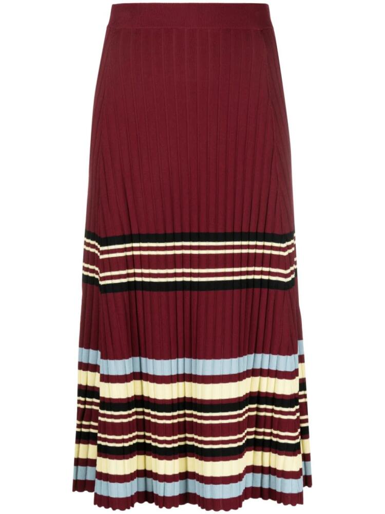 Wales Bonner Wander pleated knitted midi skirt - Red Cover