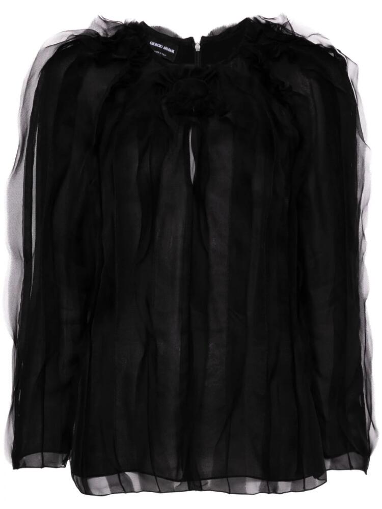 Giorgio Armani ruffled organza blouse - Black Cover