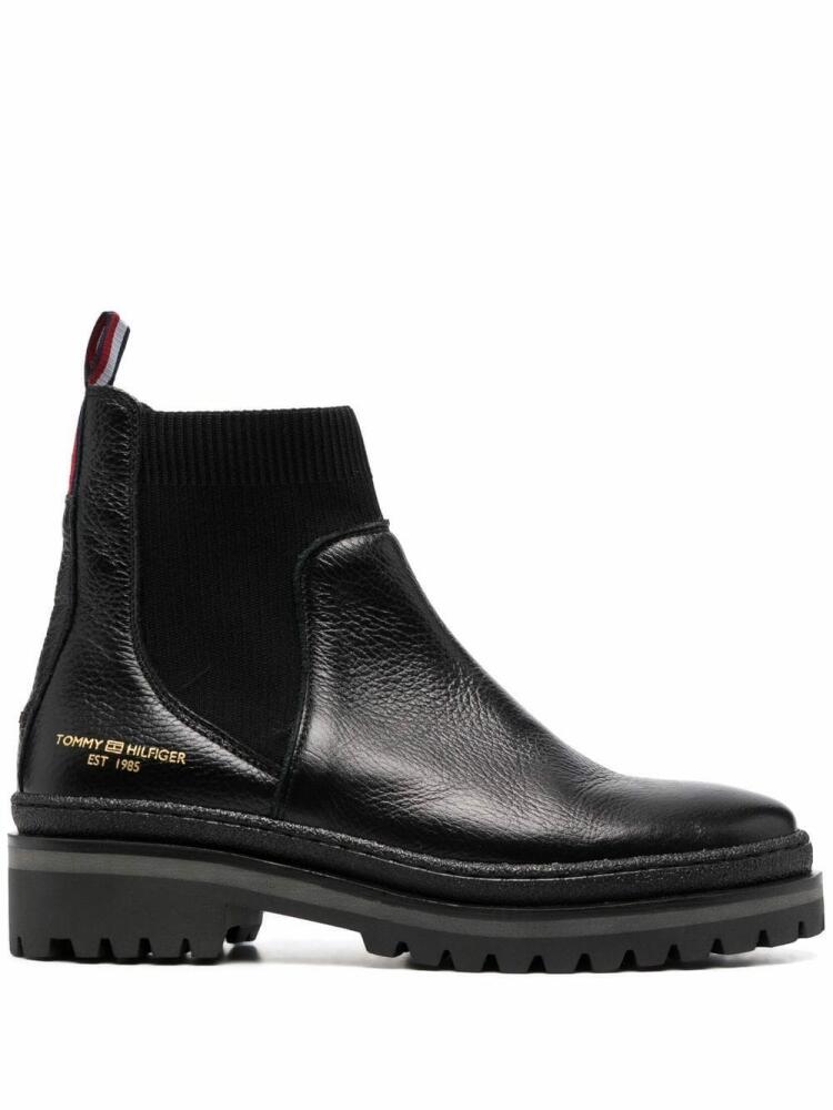 Tommy Hilfiger Outdoor Knit flat leather ankle boots - Black Cover