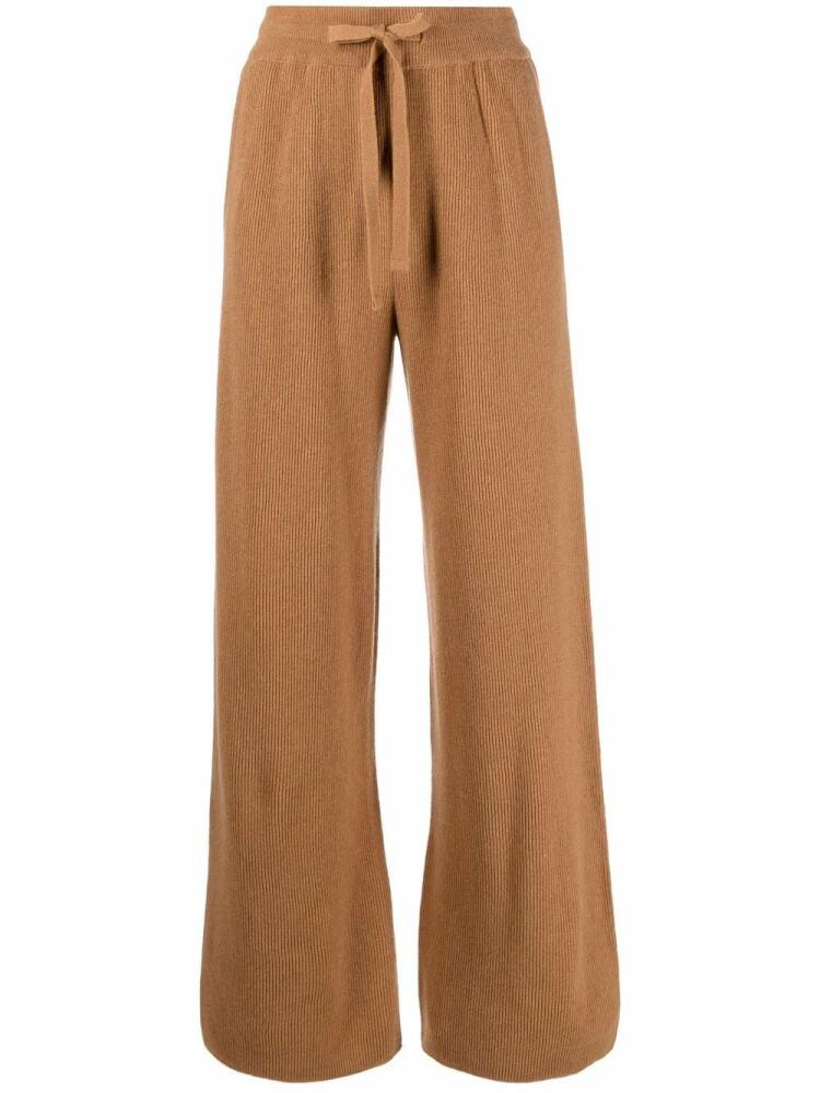 Nanushka ribbed-knit wide-leg trousers - Brown Cover