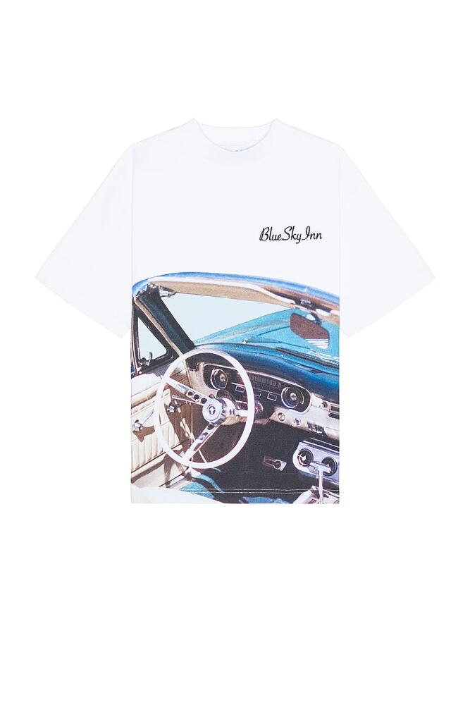 Blue Sky Inn Car Tee in White Cover