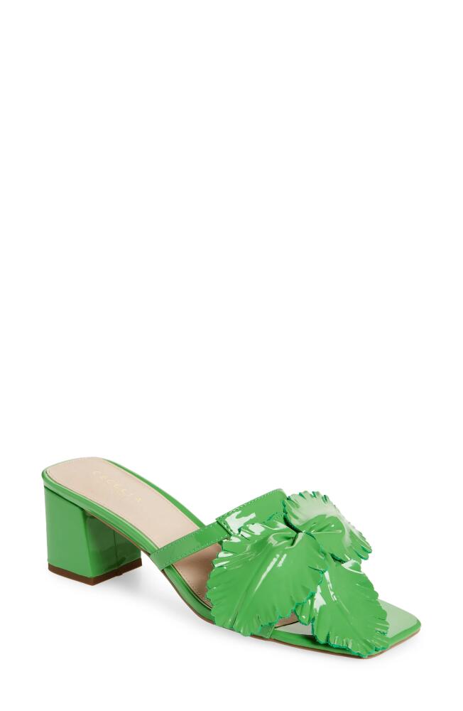 Cecelia New York Happy Leather Sandal in Green Liquid Patent Cover