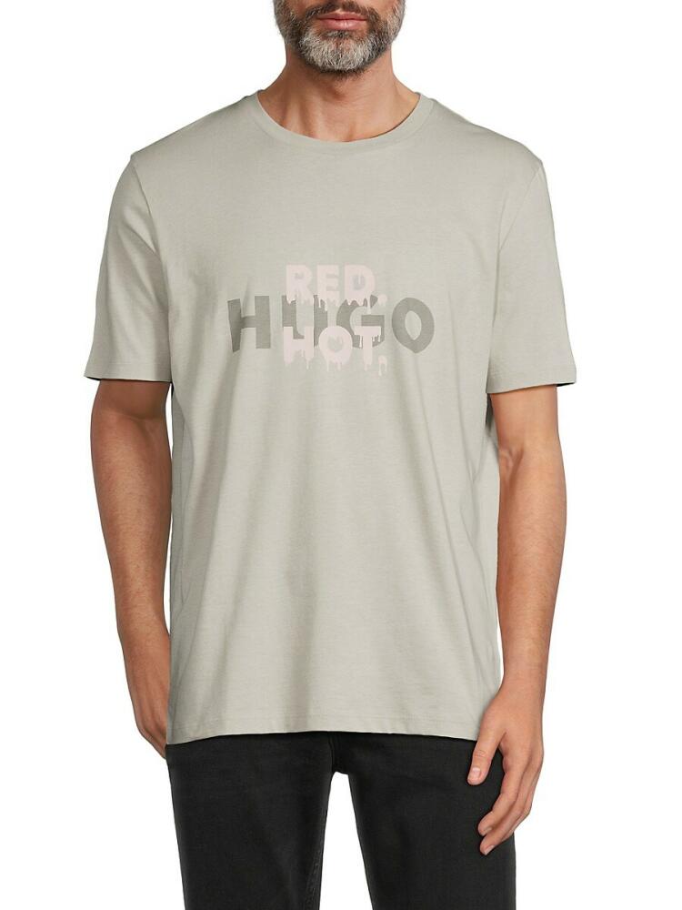 HUGO Men's Domayred Red Hot Logo T-Shirt - Grey Cover