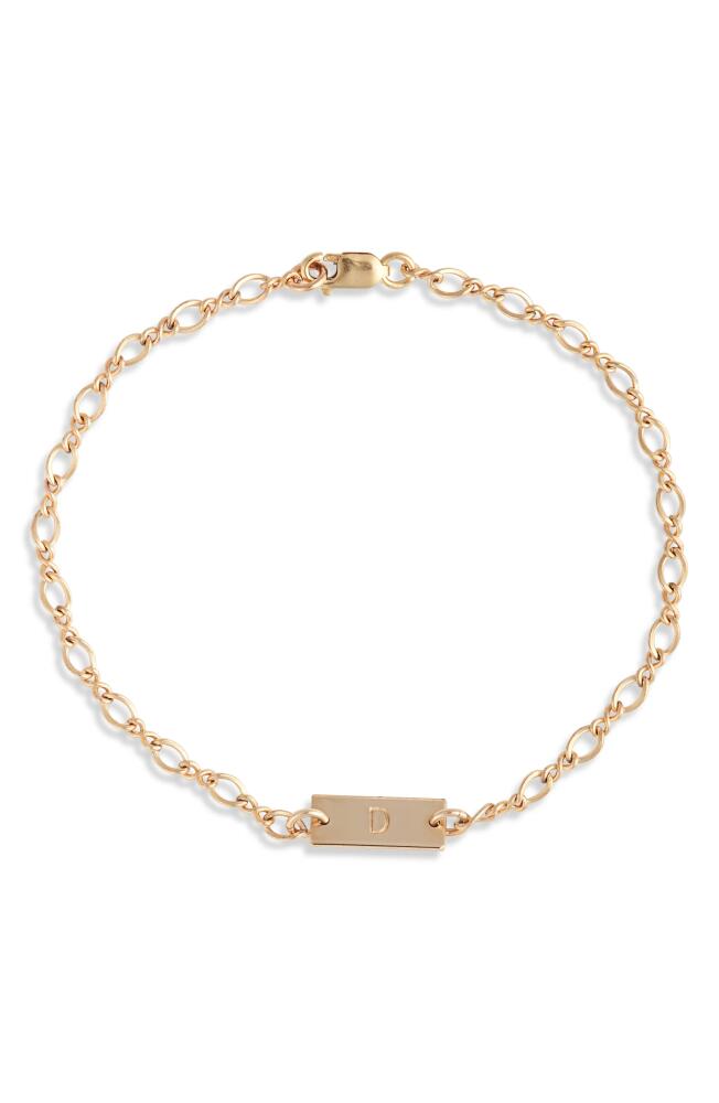 Nashelle Hadley Initial Bar Bracelet in Yellow Gold Fill - D Cover