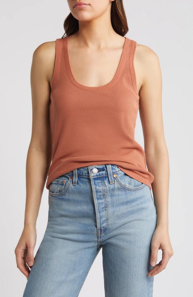 Treasure & Bond Low Scoop Cotton Blend Tank in Rust Sequoia Cover