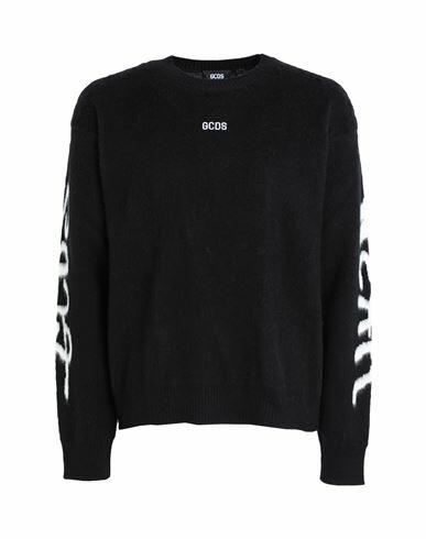 Gcds Man Sweater Black Virgin Wool, Acrylic Cover