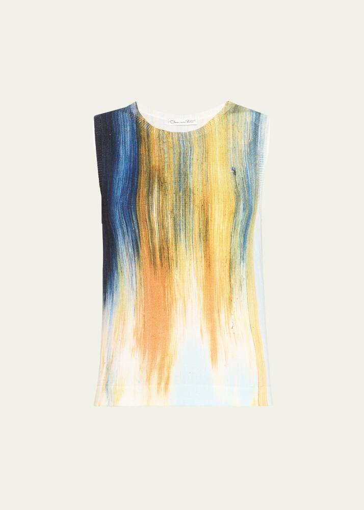 Oscar de la Renta Abstract-Print Knit Tank Top Cover