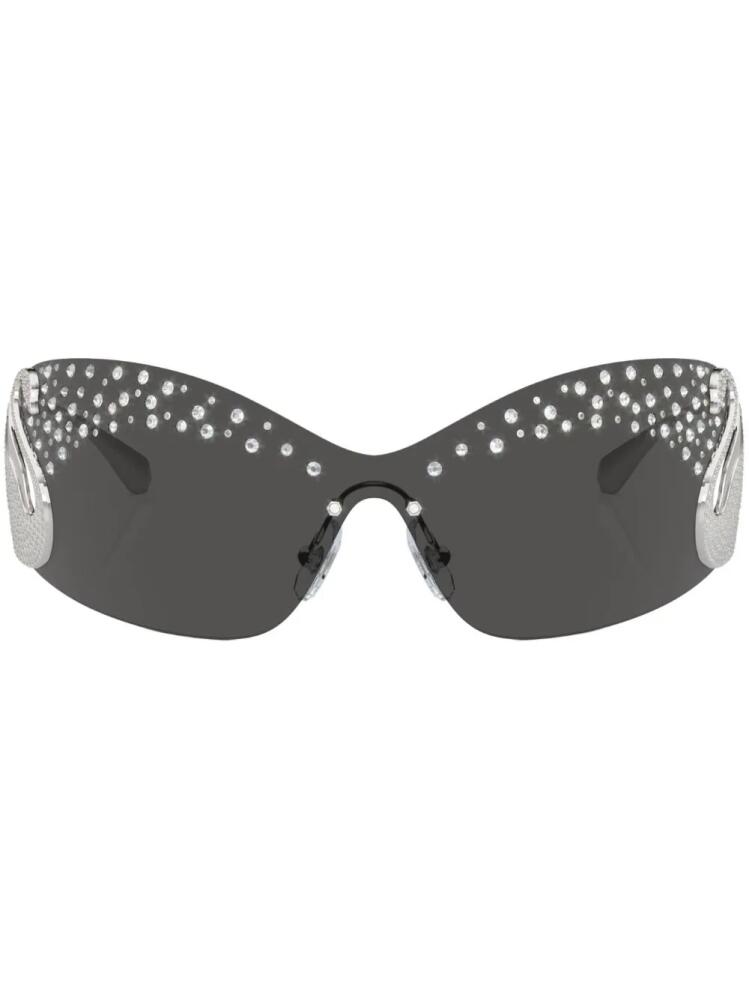 Swarovski crystal-embellished shield-frame sunglasses - Silver Cover