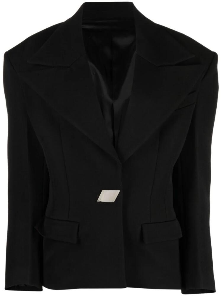 The Attico single-breasted fitted blazer - Black Cover