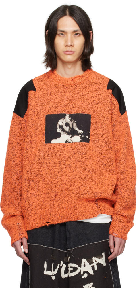 LU'U DAN Orange & Black Shoulder Patch Sweater Cover