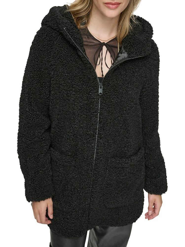 Andrew Marc Women's Seneca Faux Fur Teddy Coat - Black Cover