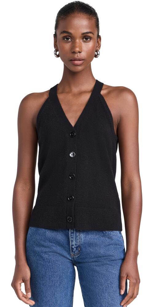 Enza Costa Cashmere V Neck Halter Cardigan Black Cover