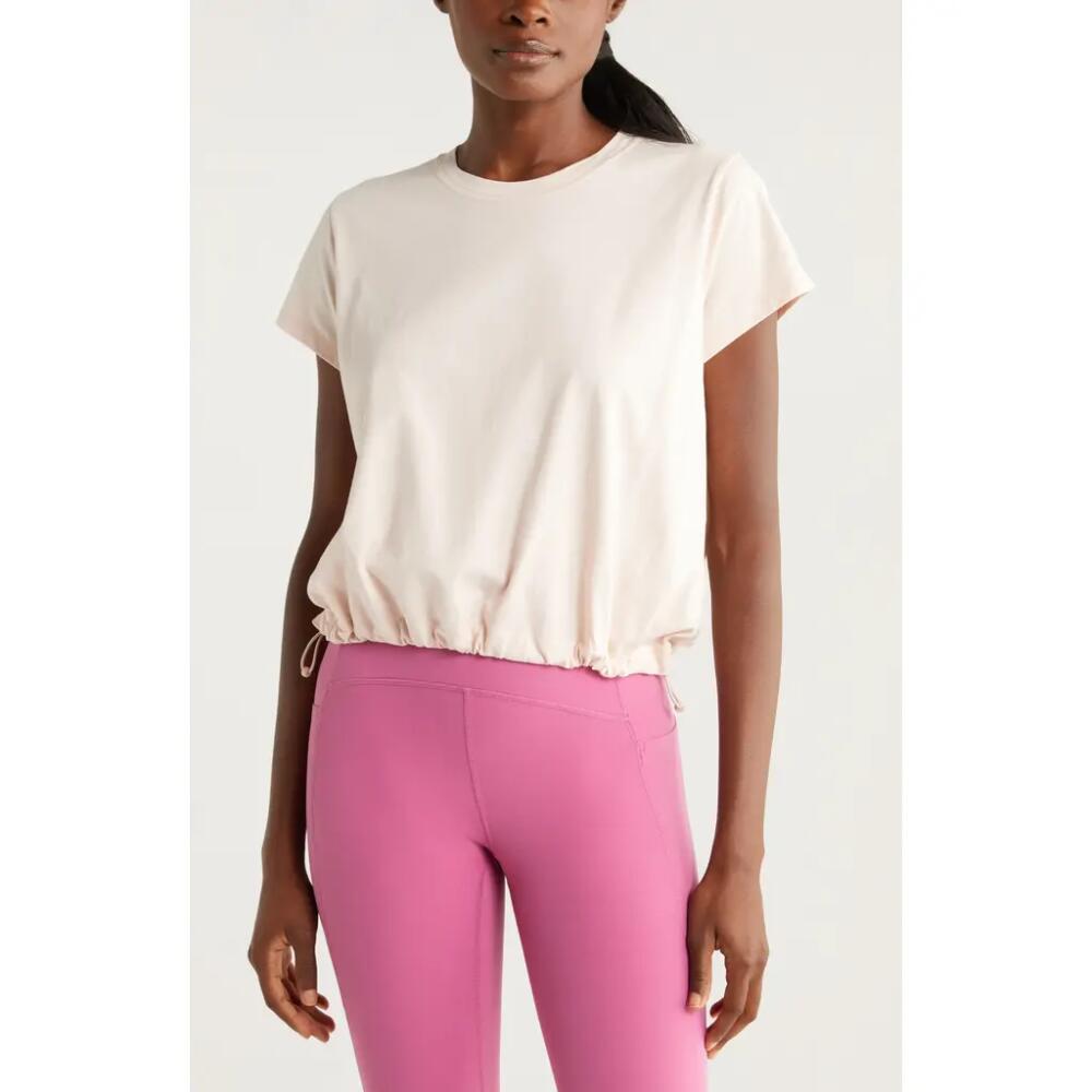 Zella Cinch Bubble Pima Cotton T-Shirt in Pink Peach Cover