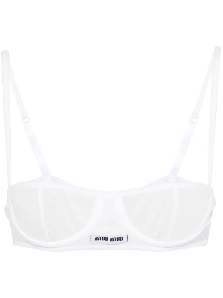 Miu Miu ribbed knit denim bra - White Cover