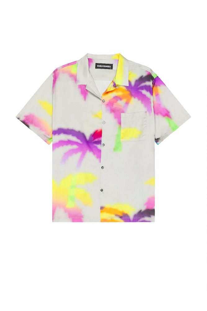 DOUBLE RAINBOUU Short Sleeve Hawaiian Shirt in Light Grey Cover