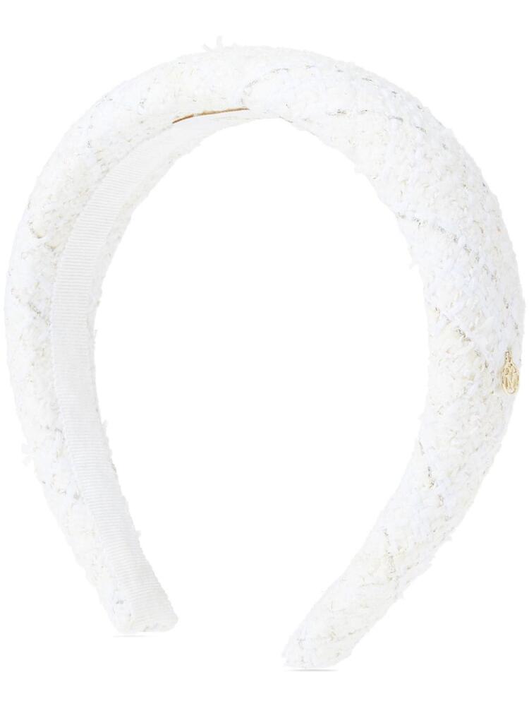 Maison Michel Miwa logo-plaque tweed head band - White Cover