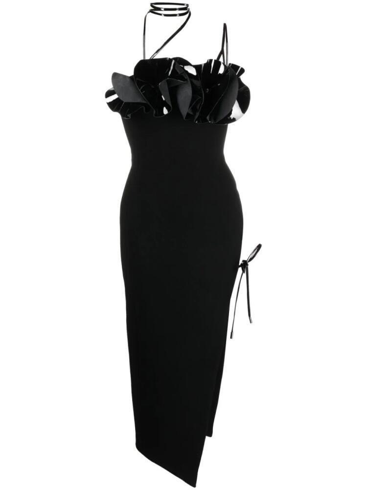 David Koma floral-appliqué crepe wool midi dress - Black Cover