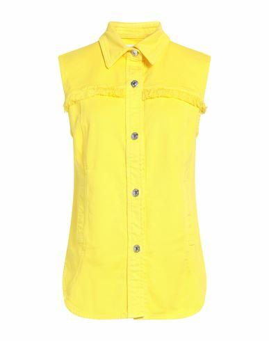 Grifoni Woman Denim shirt Yellow Cotton, Elastane Cover