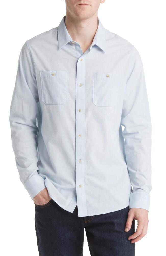 TravisMathew Cloud Flannel Button-Up Shirt in Heather Powder Blue Cover