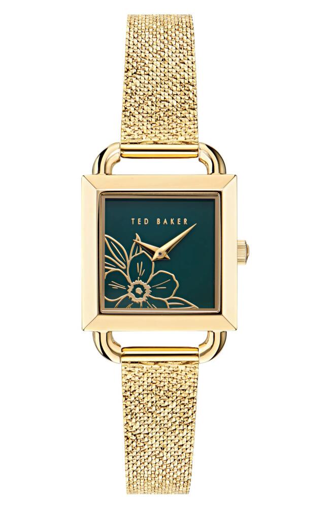 Ted Baker London Iconic Floral RSST Mesh Strap Watch in Gold-Tone Cover