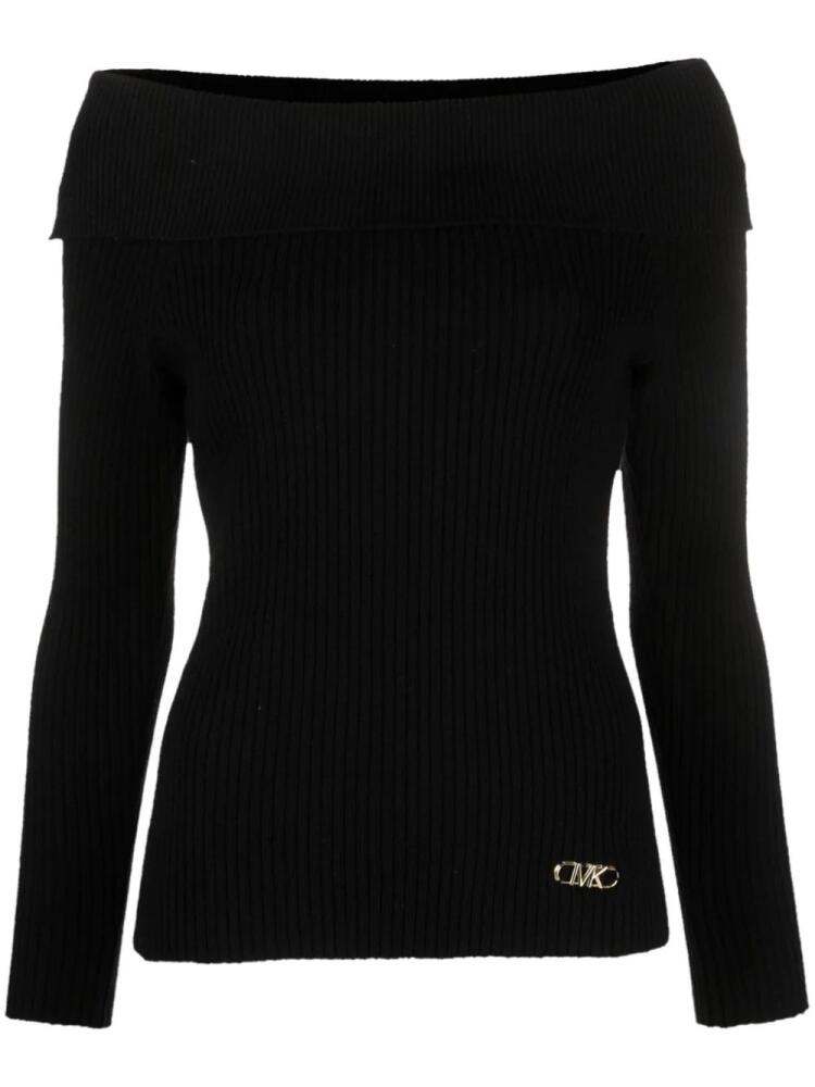 Michael Kors off-shoulder knitted top - Black Cover