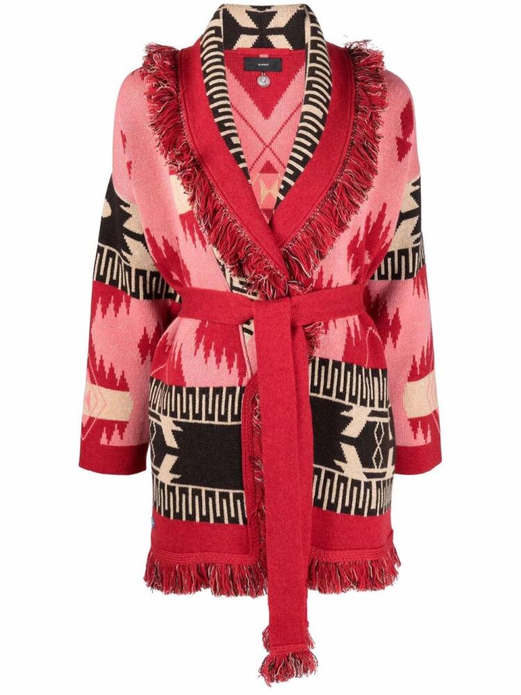 Alanui Icon jacquard belted cardigan - Pink Cover