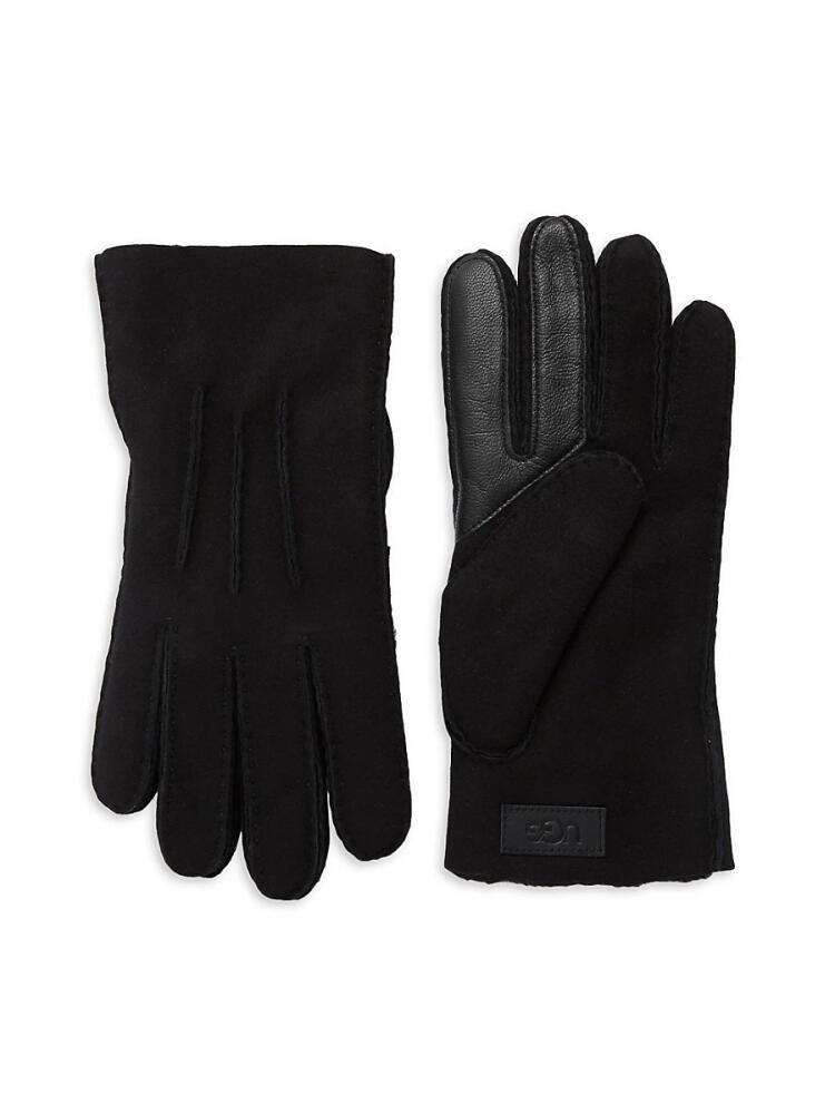 UGG Men's Shearling Fur & Leather-Trim Tech Gloves - Black Cover