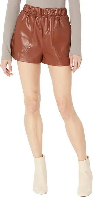 Steve Madden Faux The Record Shorts (Cognac) Women's Clothing Cover