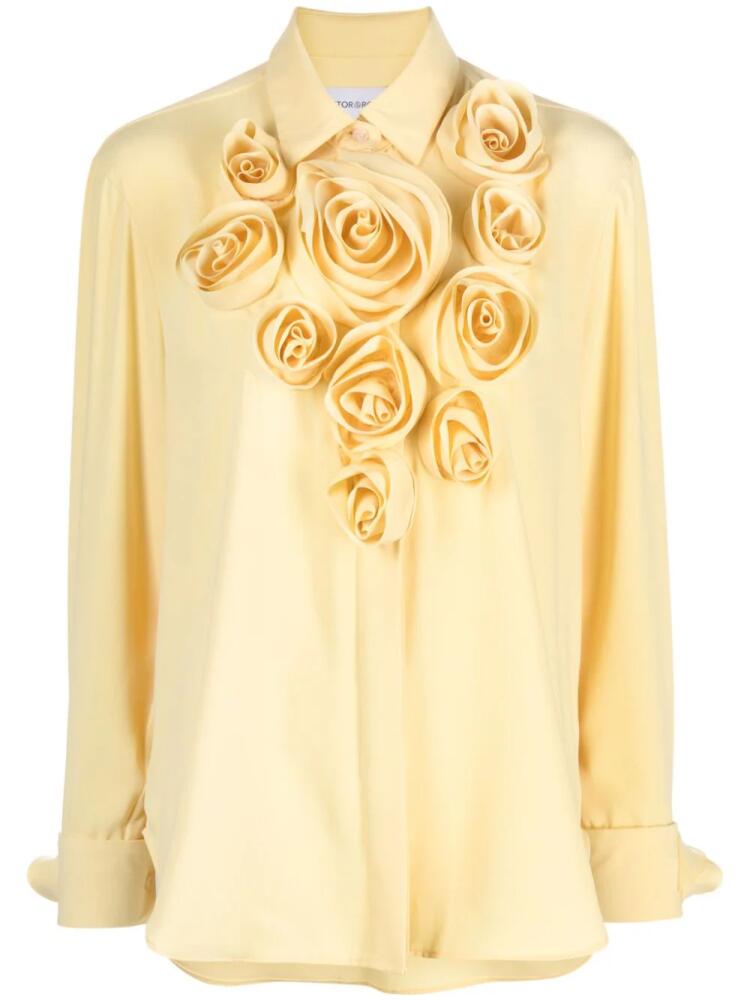 Viktor & Rolf crepe floral-appliqué shirt - Yellow Cover