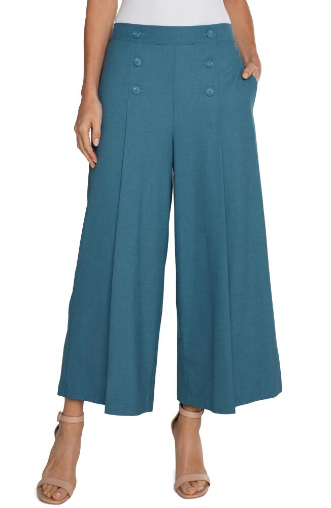 Liverpool Los Angeles Sailor Pleated Wide Leg Pants in Ocean Blue Cover