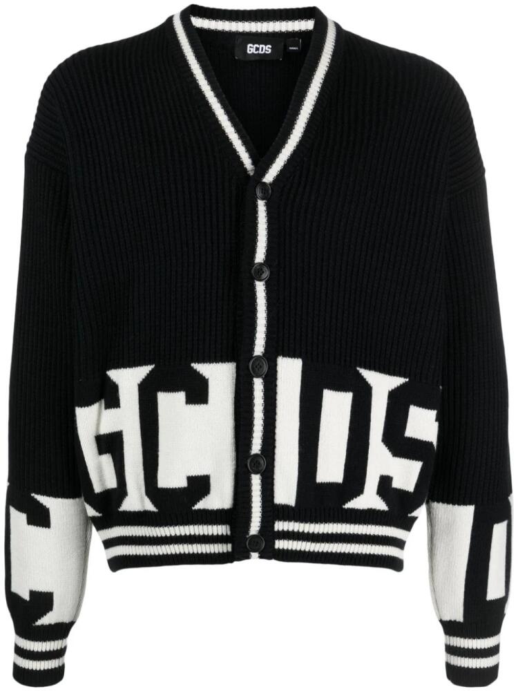 GCDS intarsia-knit logo cardigan - Black Cover