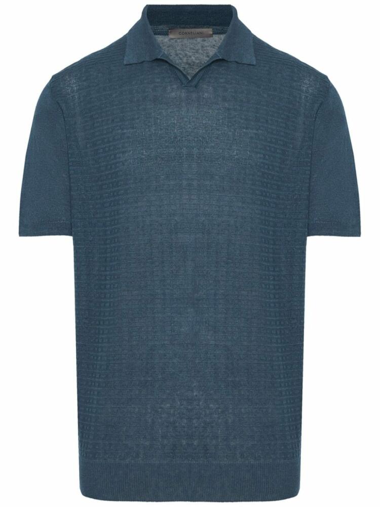 Corneliani textured-finish cotton polo shirt - Blue Cover