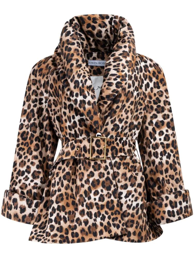 Rowen Rose leopard-print belted coat - Brown Cover