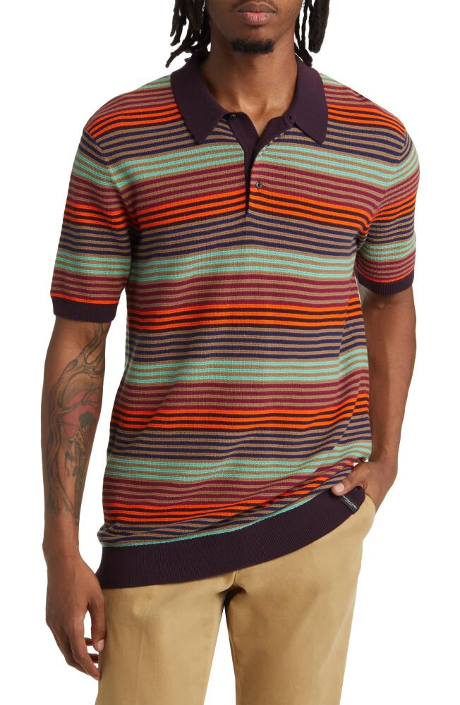 Scotch & Soda Hideaway Stripe Polo Sweater in Red Multi Stripe Cover