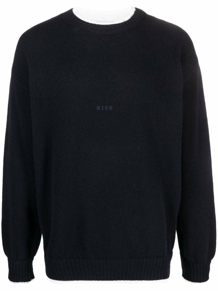 MSGM contrast-trim crew-neck jumper - Blue Cover