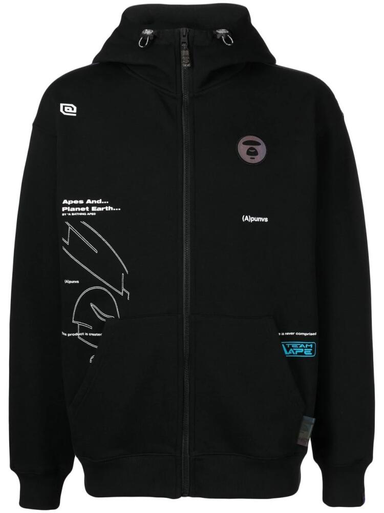 AAPE BY *A BATHING APE® graphic logo-patch zip-up hoodie - Black Cover