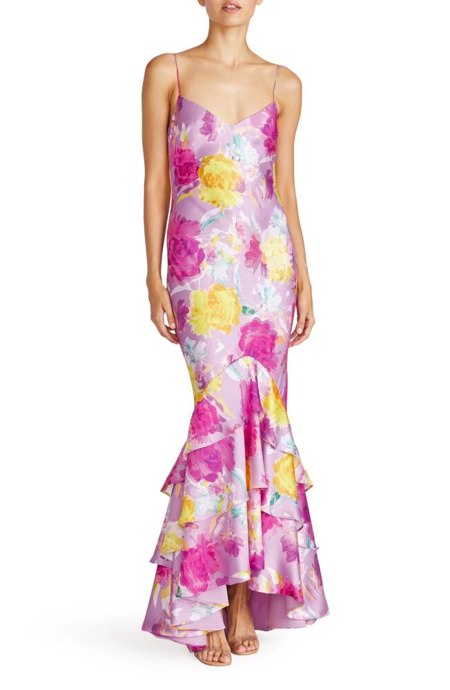 ML Monique Lhuillier Seraphine Satin Gown in Blooming Peonies Cover