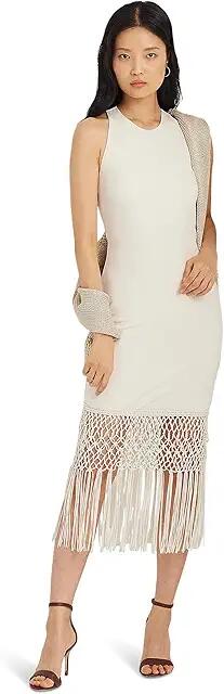 Lauren Ralph Lauren Fringe-Trim Sleeveless Cocktail Dress (Mascarpone Cream) Women's Dress Cover