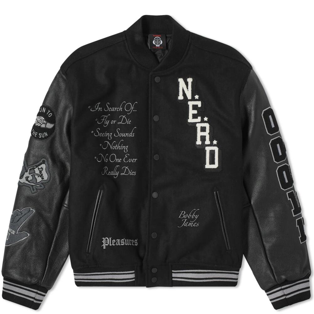 Pleasures Men's x N.E.R.D Varsity Jacket in Black Cover