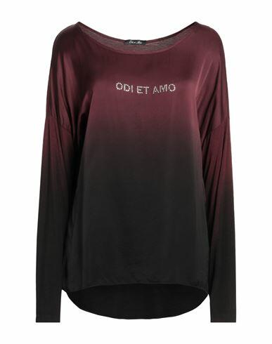 Odi Et Amo Woman T-shirt Burgundy Viscose, Silk Cover