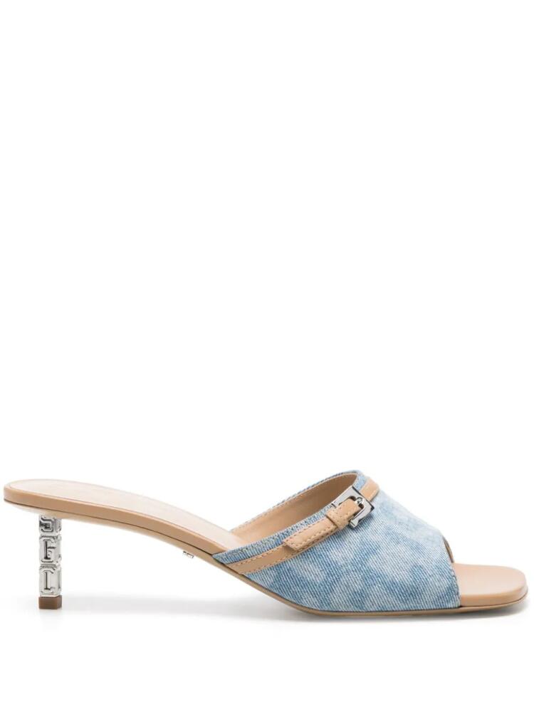 GCDS 60mm monogram-pattern leather mules - Blue Cover