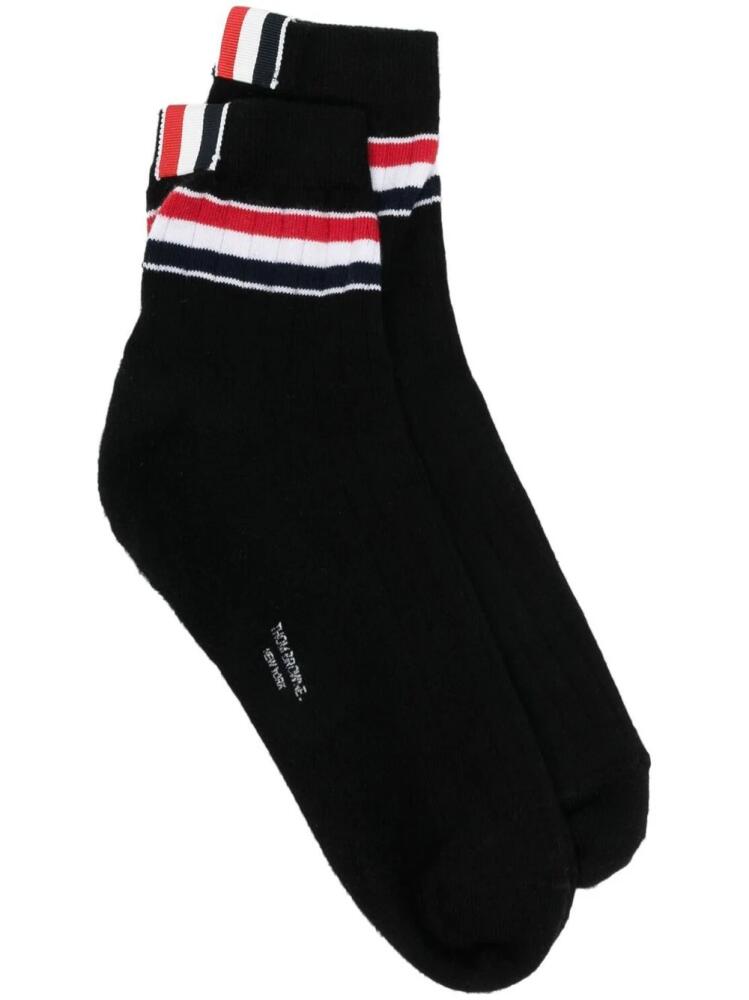 Thom Browne striped rib-knit socks - Black Cover