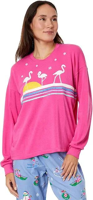 P.J. Salvage Holiday Sweatshirt (Hot Pink) Women's Pajama Cover