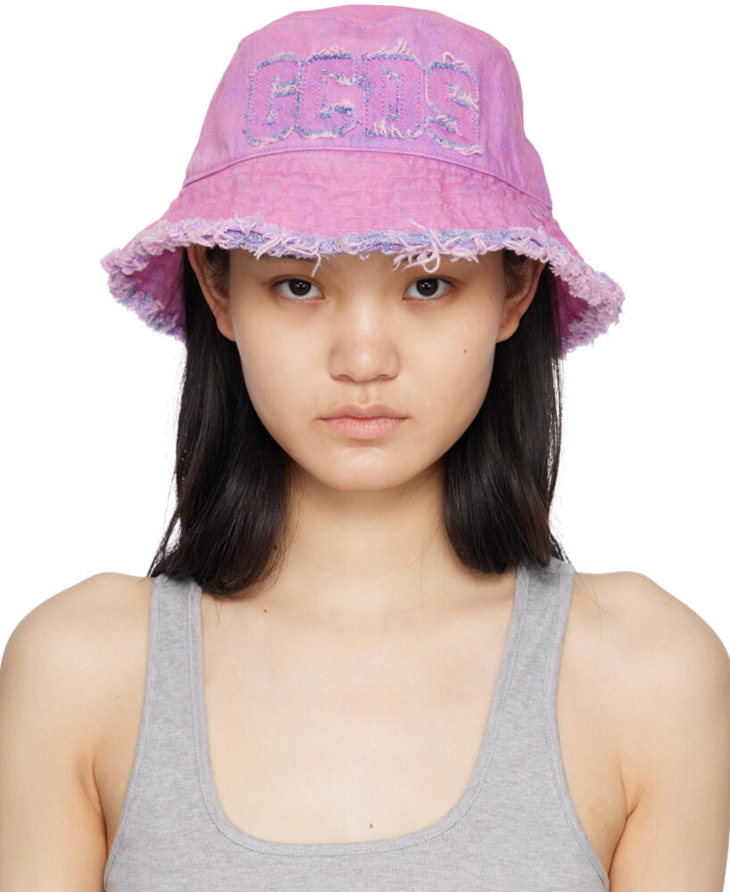 GCDS Pink Distressed Bucket Hat Cover