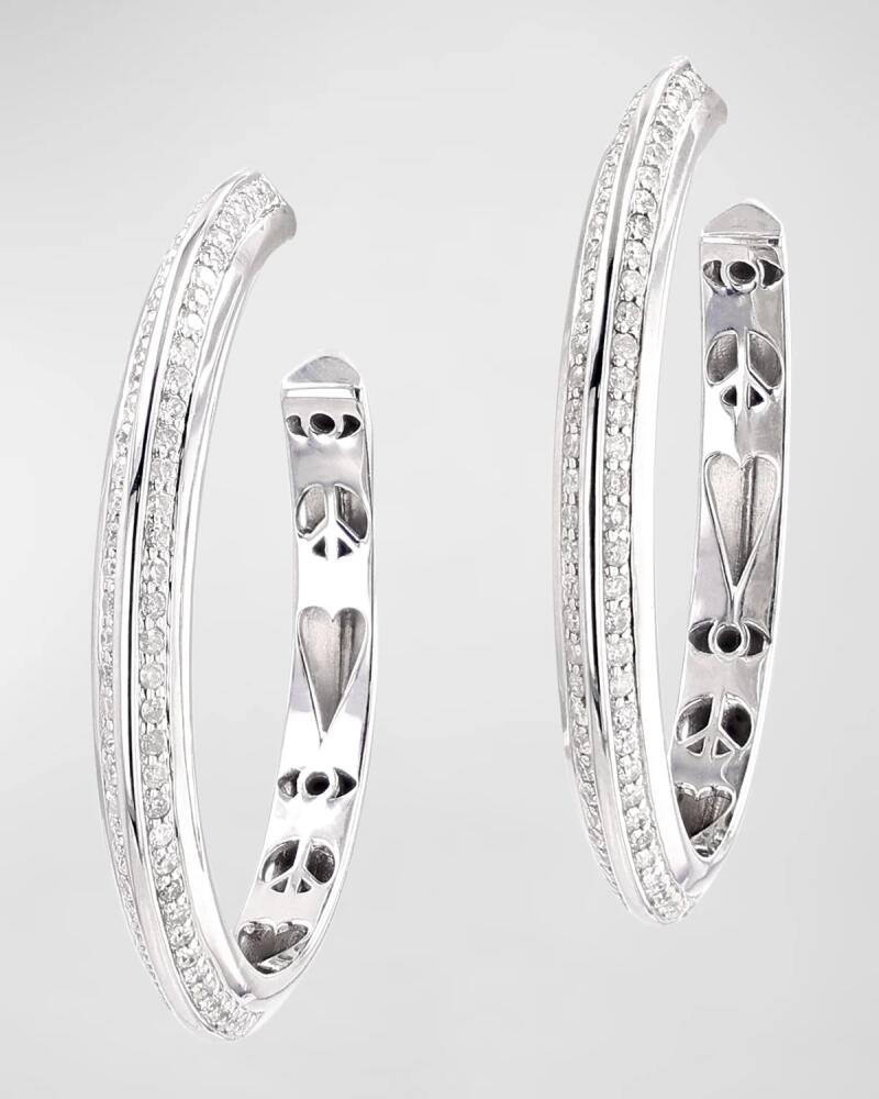 Sheryl Lowe Sterling Silver Diamond Knife Edge and Icon Gallery Hoop Earrings Cover