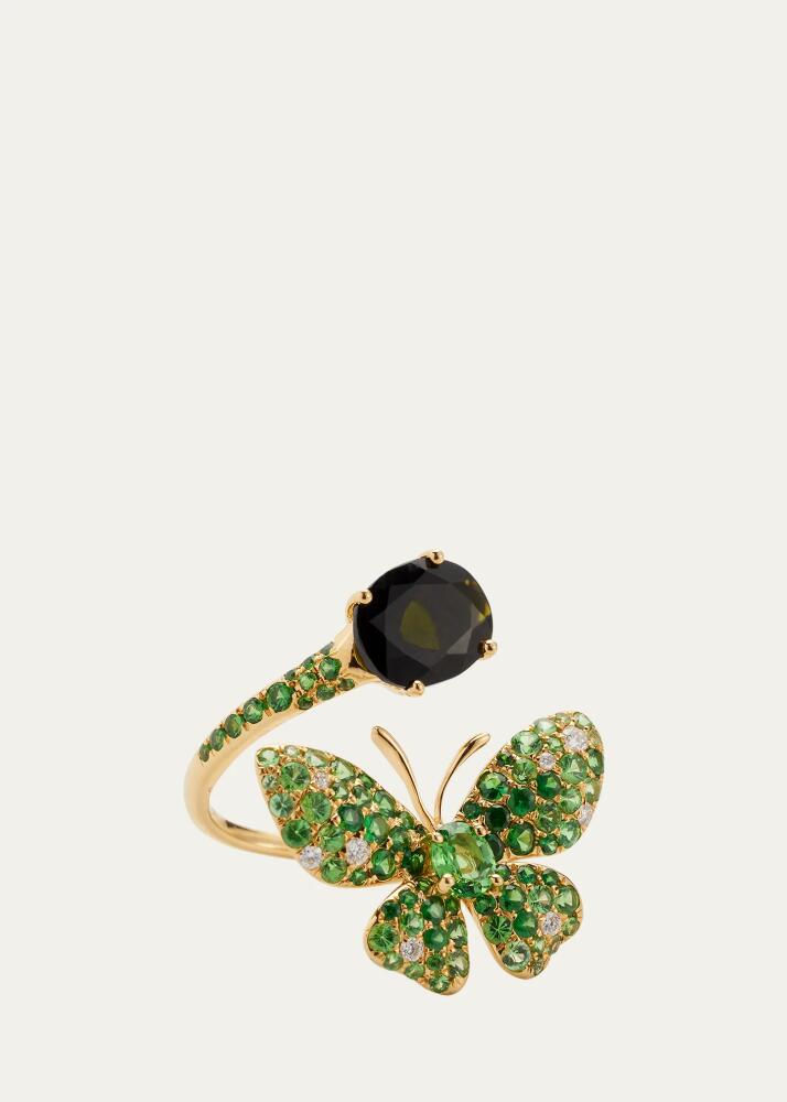 Stefere 18k Yellow Gold Green Ring from Butterfly Collection, Size 6.5 and 7 Cover