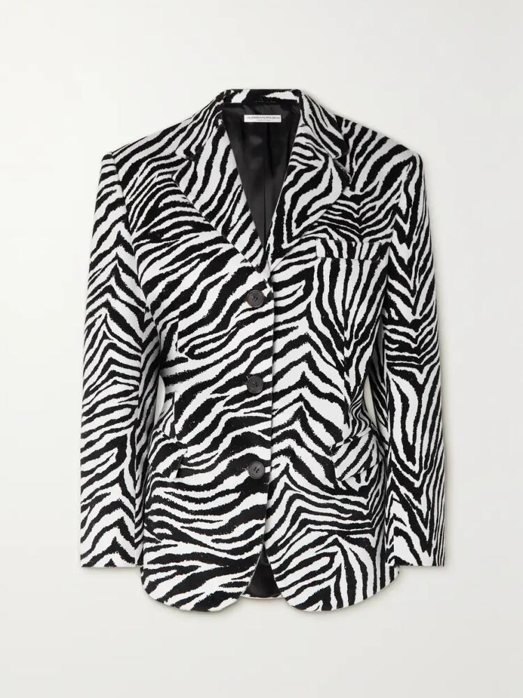 Alessandra Rich - Zebra-print Cotton-velvet Blazer - Black Cover